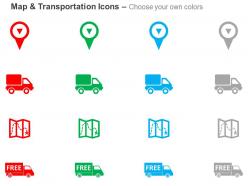 Gps location truck map free delivery ppt icons graphics