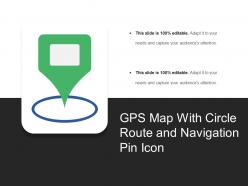 Gps map with circle route and navigation pin icon