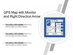 Gps map with monitor and right direction arrow