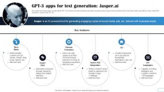 GPT3 Apps For Text Generation Jasper AI GPT3 Explained A Comprehensive Guide ChatGPT SS V