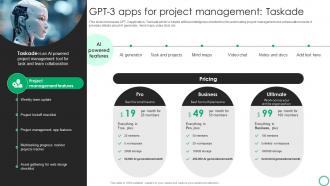GPT 3 Apps For Project Management Taskade How To Use GPT 3 In OpenAI Playground ChatGPT SS V