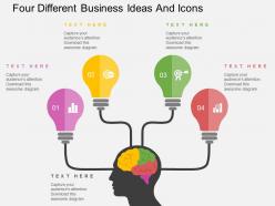 Gq four different business ideas and icons flat powerpoint design