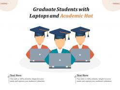 Graduate students with laptops and academic hat