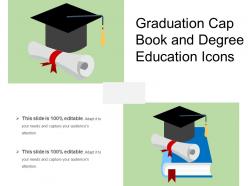 Graduation Cap Book And Degree Education Icons