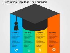 Graduation cap tags for education flat powerpoint design