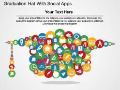 Graduation hat with social apps flat powerpoint design