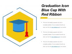 Graduation Icon Blue Cap With Red Ribbon
