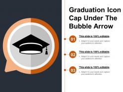 Graduation icon cap under the bubble arrow