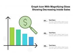 Graph icon with magnifying glass showing decreasing inside sales