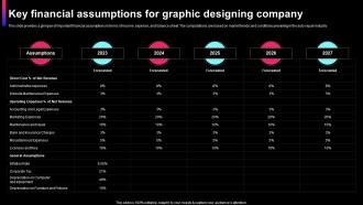 Graphic Design Business Plan Key Financial Assumptions For Graphic Designing Company BP SS