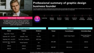 Graphic Design Business Plan Professional Summary Of Graphic Design Business Founder BP SS