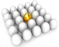 Graphic of eggs showing concept of leadership stock photo