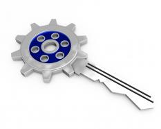 Graphic of gear key stock photo