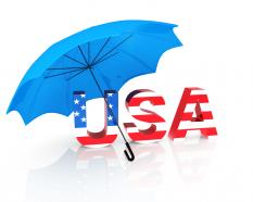 Graphic of usa under the umbrella with american flag design stock photo