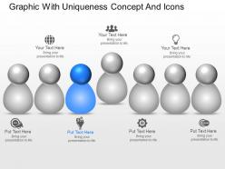 Graphic with uniqueness concept and icons powerpoint template slide