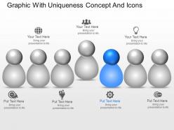 Graphic with uniqueness concept and icons powerpoint template slide