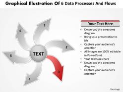 Graphical illustration of 6 data processes and flows circular network powerpoint templates