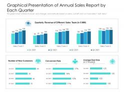 Graphical presentation of annual sales report by each quarter