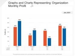 Graphs and charts representing organization monthly profit