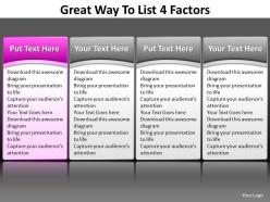 Great way to list 4 factors editable powerpoint 6
