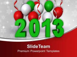 Green and white balloons 2013 new year powerpoint templates ppt themes and graphics 0113