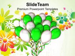 Green and white balloons entertainment powerpoint templates ppt themes and graphics 0213