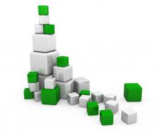 Green and white cubes for business stock photo