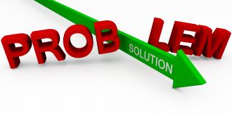 Green arrow breaking the word problem with solution stock photo