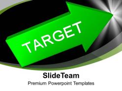 Green arrow with target aim goal powerpoint templates ppt themes and graphics 0213