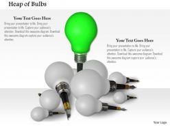Green bulb standing as leader in white bulbs