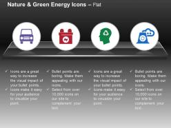 Green car battery recycling nuclear power ppt icons graphics