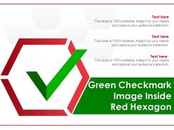 Green checkmark image inside red hexagon