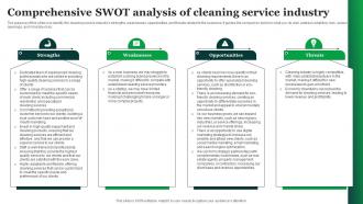 Green Cleaning Business Plan Comprehensive SWOT Analysis Of Cleaning Service Industry BP SS