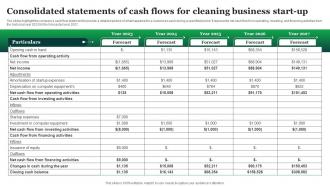 Green Cleaning Business Plan Consolidated Statements Of Cash Flows For Cleaning Business BP SS