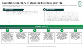 Green Cleaning Business Plan Executive Summary Of Cleaning Business Start Up BP SS