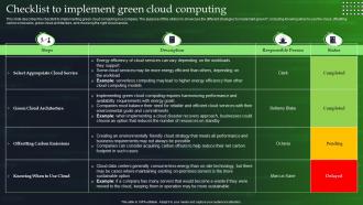 Green Cloud Computing Checklist To Implement Ppt Powerpoint Presentation File Layouts