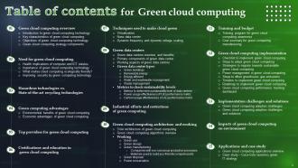 Green Cloud Computing Powerpoint Presentation Slides Content Ready Best