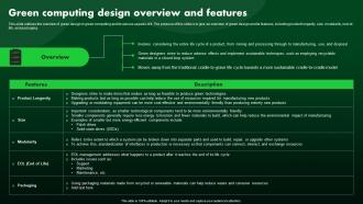 Green Computing Design Overview And Features Green IT