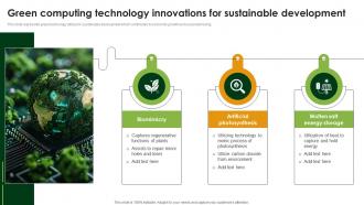 Green Computing Technology Innovations For Sustainable Development
