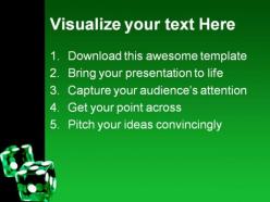 Green dices game powerpoint templates and powerpoint backgrounds 0211