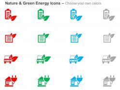 Green energy cell car fuel power source ppt icons graphics