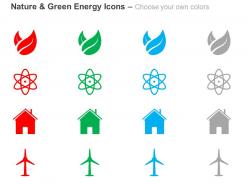 Green energy nuclear plant house windmill ppt icons graphics