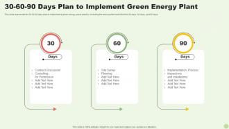Green Energy Resources 30 60 90 Days Plan To Implement Green Energy Plant