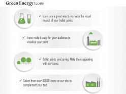 Green energy symbols test tube factory and machine editable icons