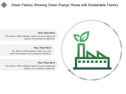 Green factory showing green energy house with sustainable factory