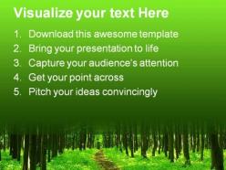 Green forest path nature powerpoint templates and powerpoint backgrounds 0311