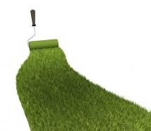 Green ground mat with roller stock photo
