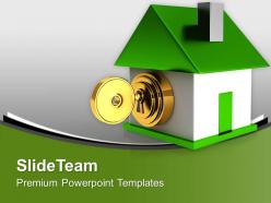 Green house with security key safety powerpoint templates ppt themes and graphics 0213