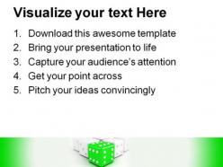 Green leading dice winning leadership powerpoint templates and powerpoint backgrounds 0211