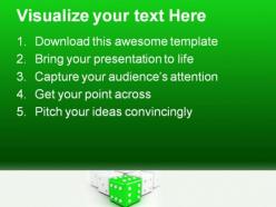 Green leading dice winning leadership powerpoint templates and powerpoint backgrounds 0211